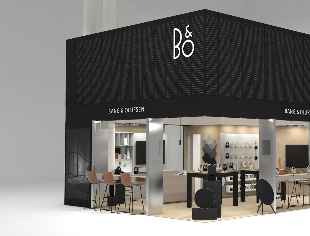 Visualisering af Bang og Olufsen butik i Københavns lufthavn